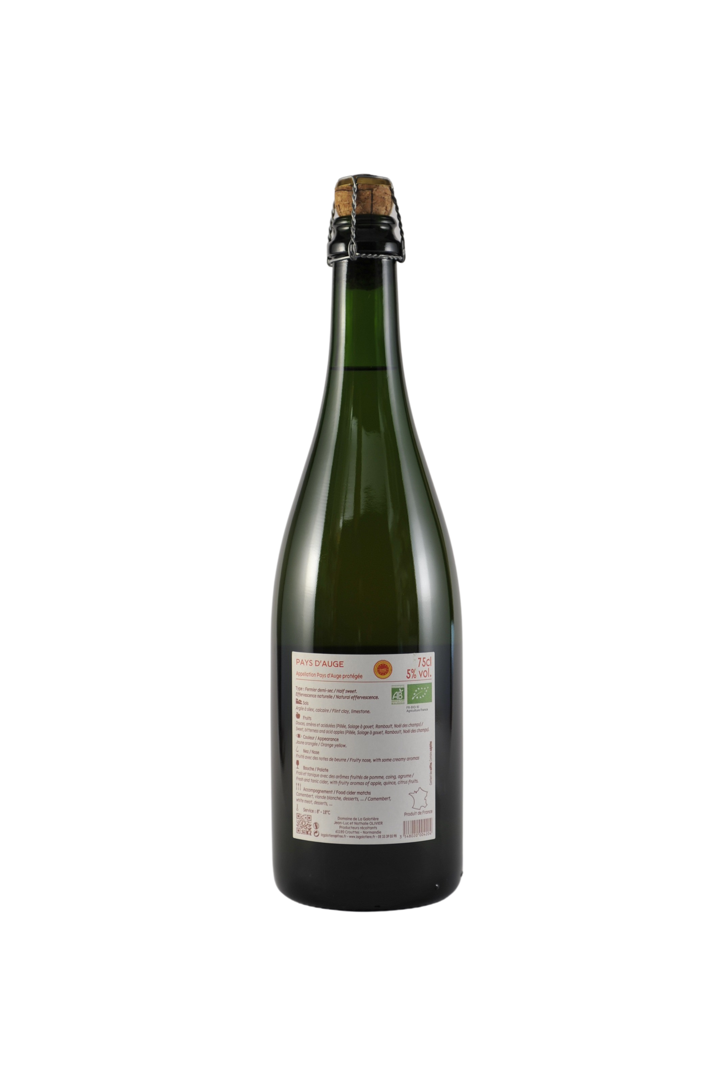 Cidre Demi-sec Pays d'Auge BIO La Galotière Domaine la Galotiere